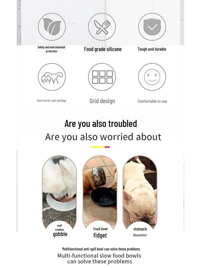 Silicone Non-Slip Waterproof Pet Feeding Mat - Easy Clean, Slow Feeder, Leakproof for Cats & Dogs