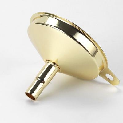Stainless Steel Kitchen Funnel Gold Color Cone Shape Metal Funnel Functional Design Metal Filter Oil Liquid Funnel