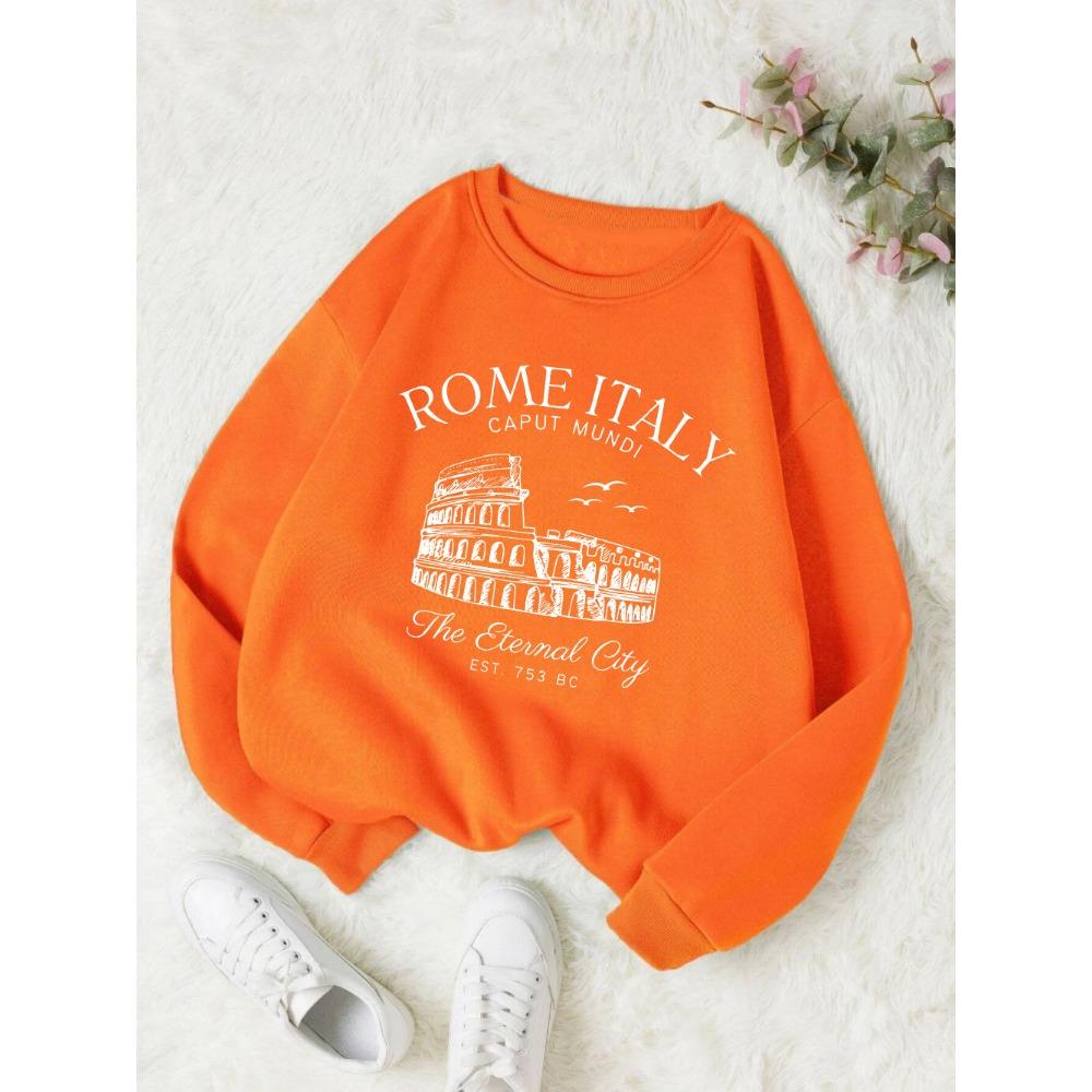 Colosseum Rome Italy Print Woman Sweatshirt Casual Crewneck Sportswear Y2K Loose Multicolor Pullover All-Match Clothing