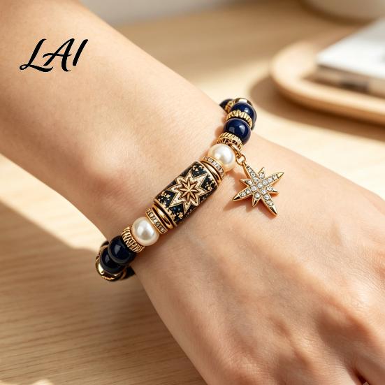 Reindeer Theme Bracelet Christmas Bracelets for Women Beaded Charm Stretch with Card Holiday Jewelry Gift Stocking Stuffers Party Accessory Women