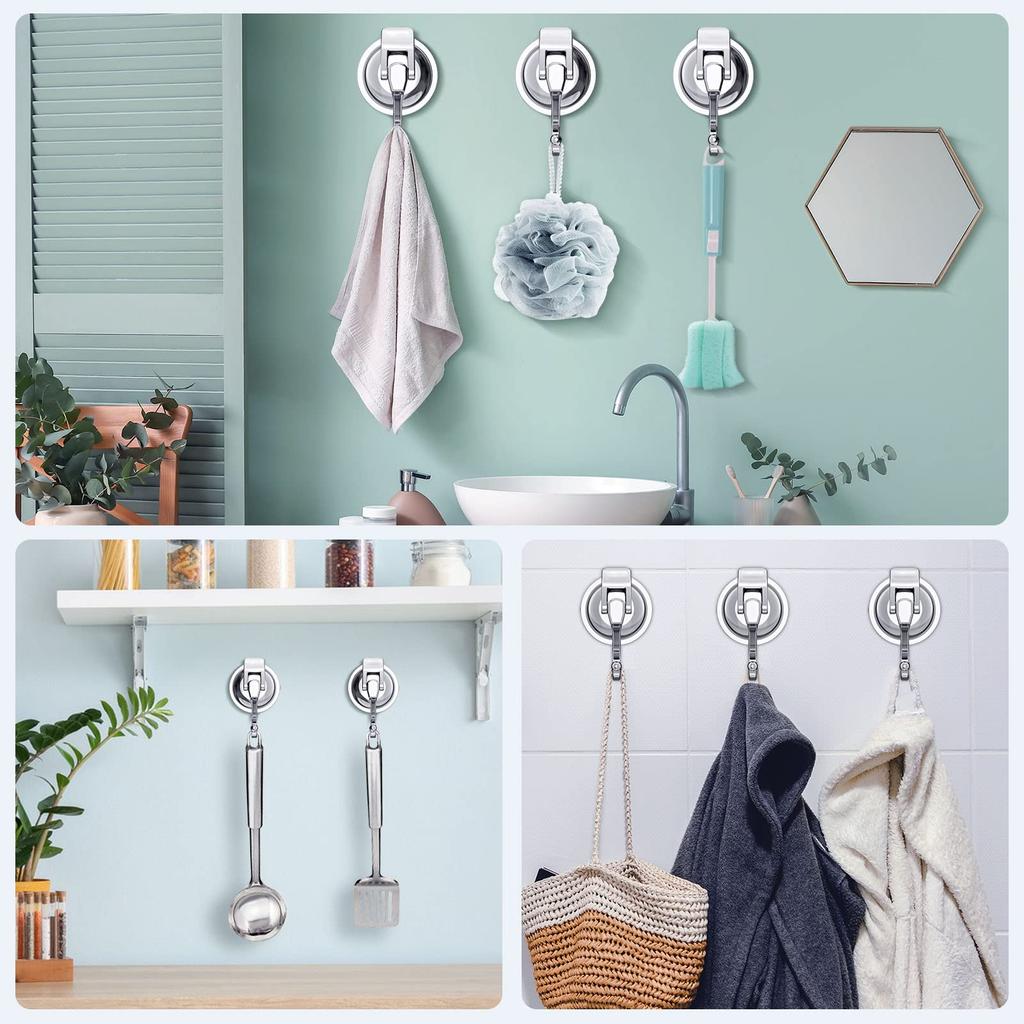 iRomic Heavy Duty Vacuum Suction Cup Hook Specialized for Organizing and Toilet (2 Pack) Kitchen, Bathroom,