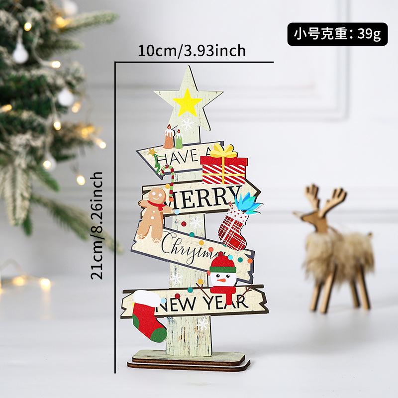 1pc Wooden Xmas Tree Ornaments Santa Claus Snowman 2026 Merry Christmas Home Decoration New Year Desktop Decor Navidad