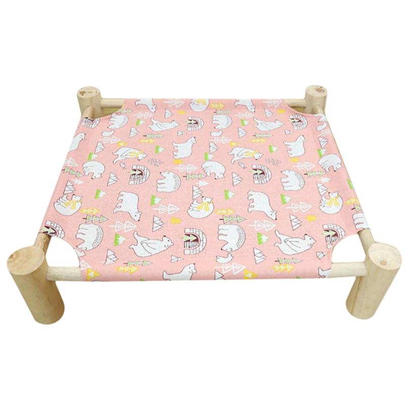 1Pc Elevated Cat Bed Pet Supplies Hammock Cat Square Washable Wooden Detachable Frame