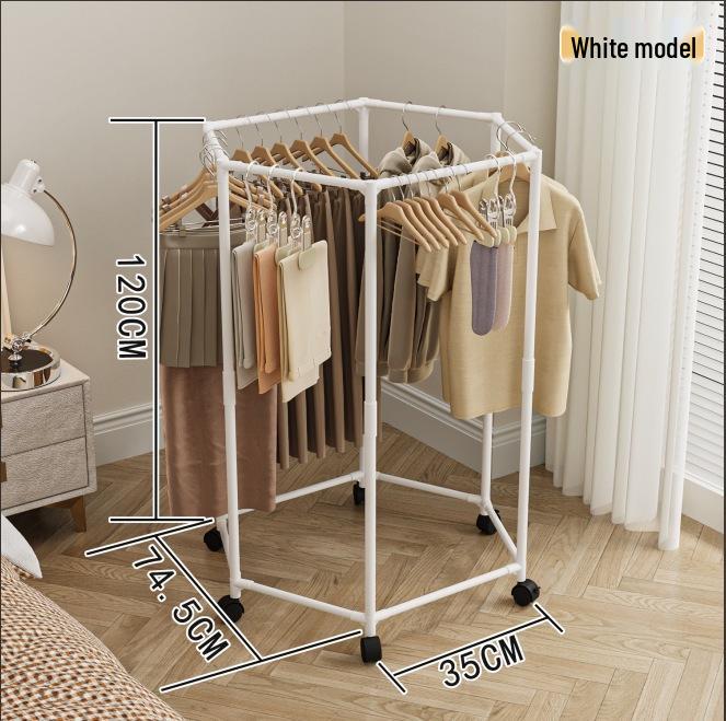 

Hexagonal Clothes Hanger: Movable Household Storage & Drying Rack