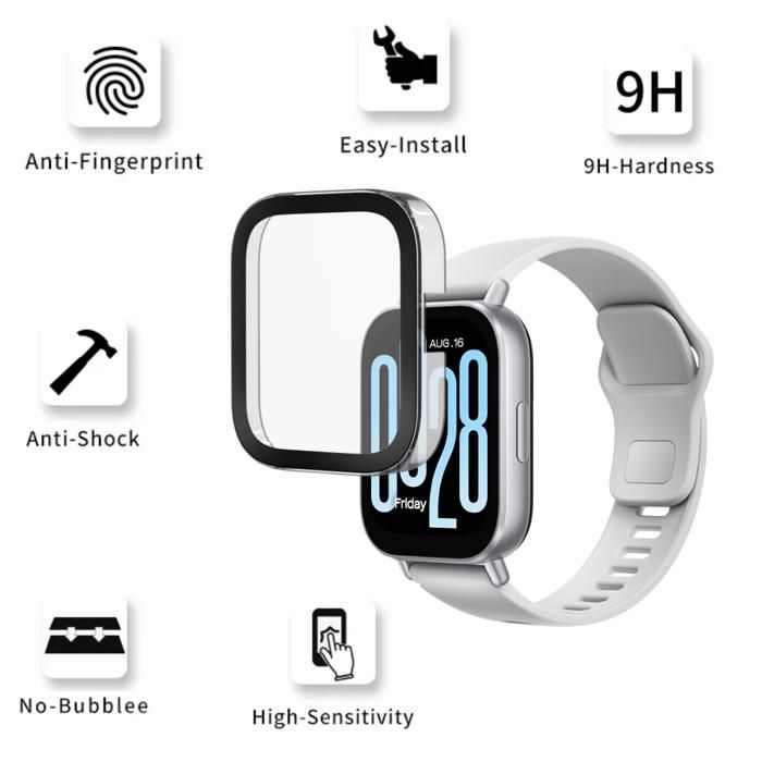 Xiaomi Redmi Watch 5 Active Compatible Case - Hard Protective Case Transparent Tempered Glass Screen Phonillico®