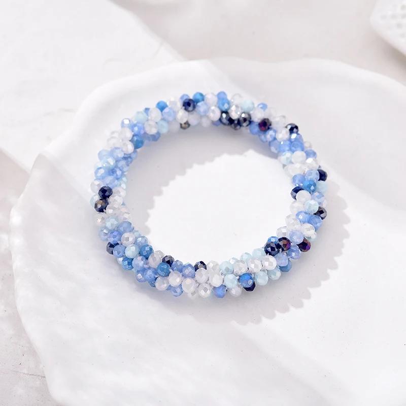 Fashion Colorful Crystal Bracelets for Women Unique Simple Elastic Rope Temperament Charm Bracelet Hairband Jewelry