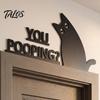 Bathroom Door Decoration Nosy Black Cat Topper Decor, Halloween Corner Acrylic Indoor Doorway Statue Top Figurine for Bedroom Home Gift Lovers