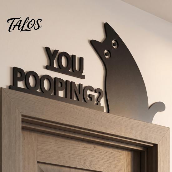 Bathroom Door Decoration Nosy Black Cat Topper Decor, Halloween Corner Acrylic Indoor Doorway Statue Top Figurine for Bedroom Home Gift Lovers