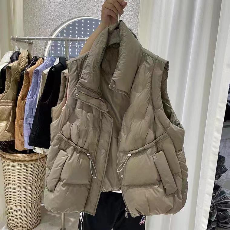 2025 Women's Embossed Stand Collar Down Vest – Warm, Loose, Fashionable Cold-Weather Jacket