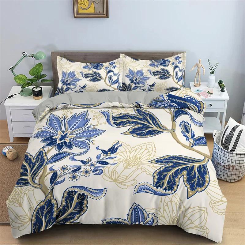 Baroque Style Floral Duvet Cover Set Luxury Exotic Flowers Bedding Set Microfiber Comforter Cover Single Queen For Teens Girls