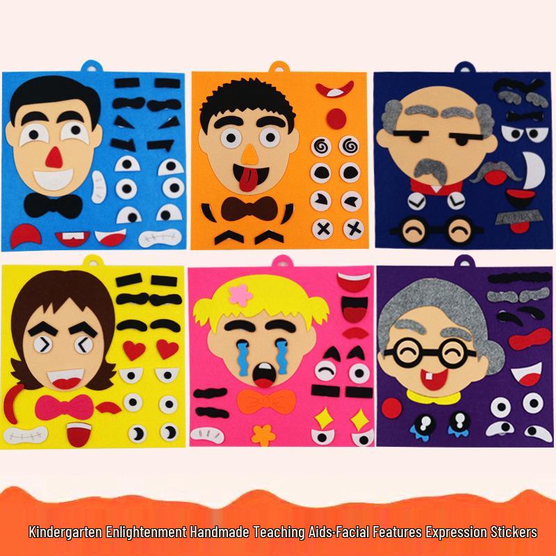 Kids' Expression Puzzle Felt Kit: Educational Facial Feature Stickers