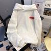Heavyweight Men's Embroidered Letter Hooded Sweatshirt - Plush Velvet, Loose Fit, Casual Autumn/Winter Outerwear