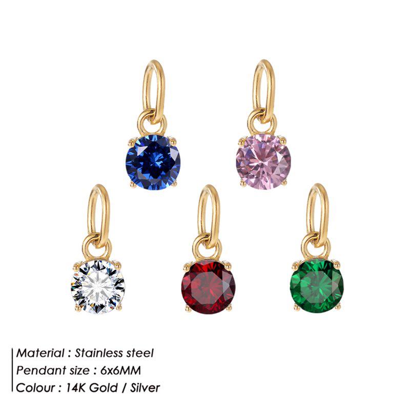 eManco DIY Jewelry Accessories: Stainless Steel Round Cubic Zirconia Pendant Necklace