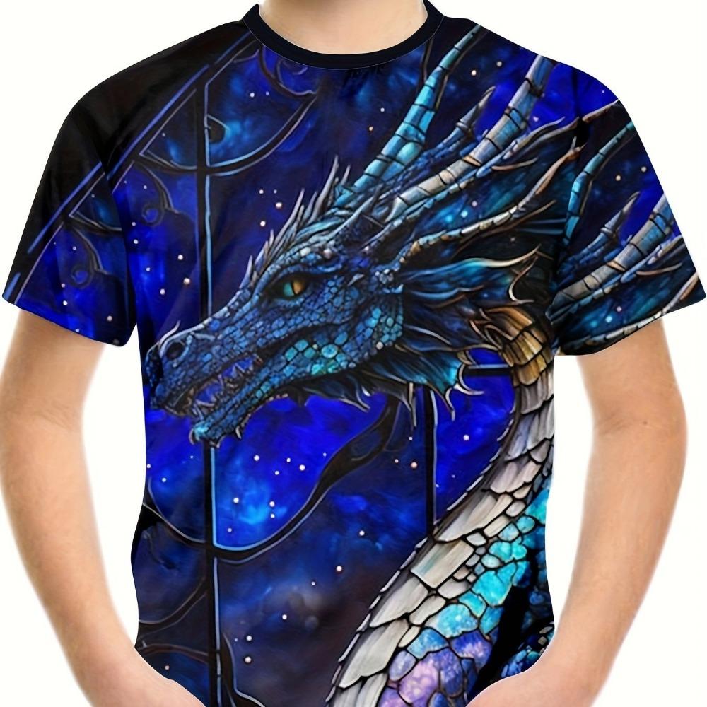 Children's Clothing T-Shirts for Boys Short Sleeve Child T-Shirt Stylish 3D Dragon Graphi Print Casual Girls Summer Clothes Tops