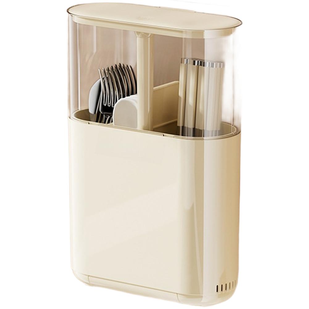 1PC Chopstick Holder For Storage Chopstick Spoon Wall Mounted Chopstick Holder Kitchen Storage Box With Lid Press Lift Drainable белый