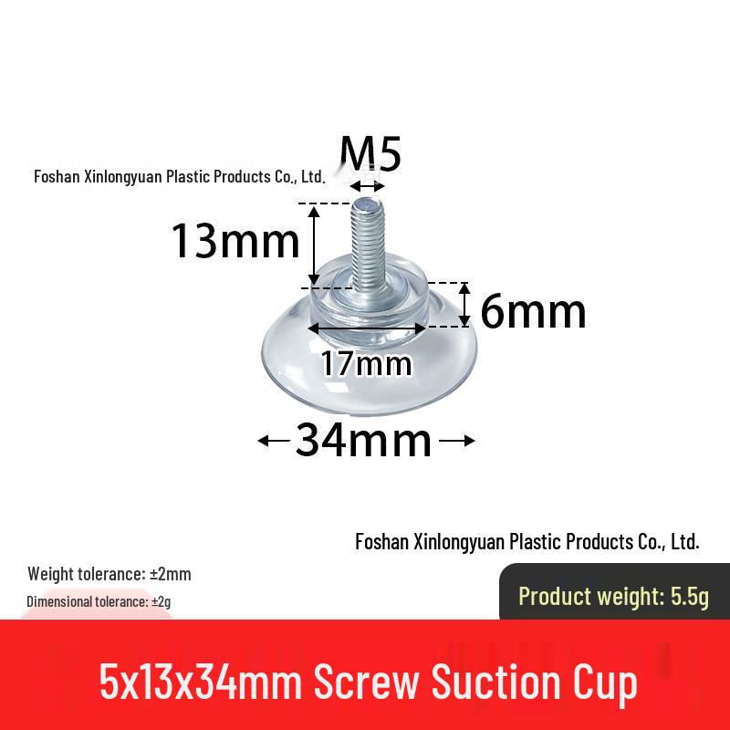 M4-M8 Transparente PVC-Saugnapf mit Gewindestange