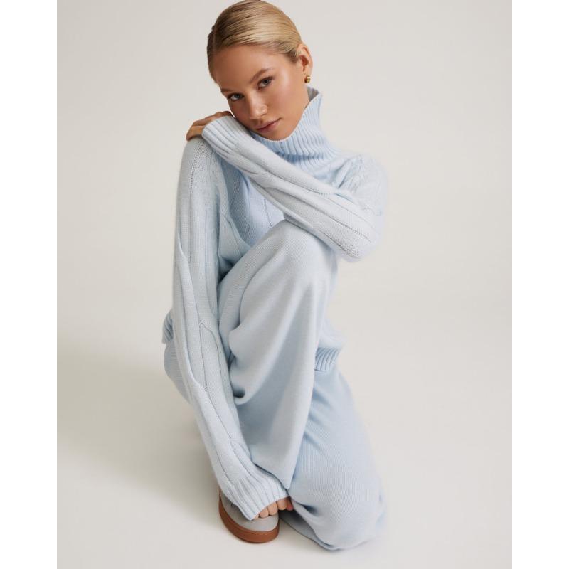 Women's Fall and Winter Long-sleeved Turtleneck Loose Casual Sweater Set