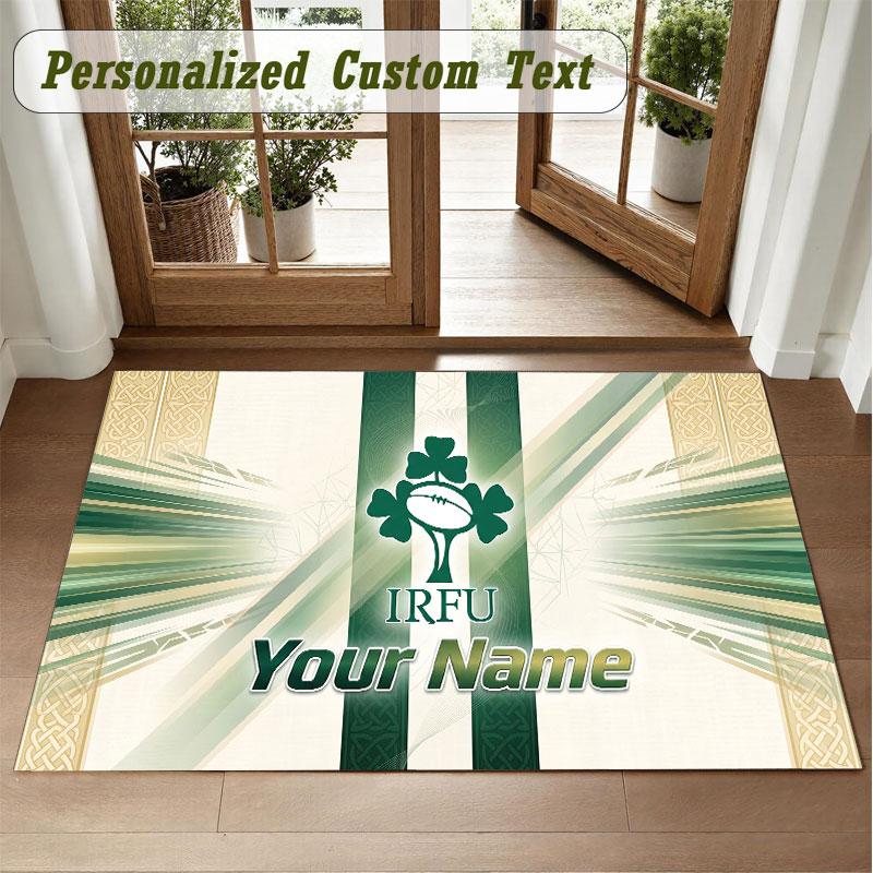 Crystal Velvet Square Rug Custom NameIreland Rugby Pattern Non Slip Home Floor Decor Rug