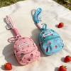 Strawberry Pattern Polyester Keychain Wallet With Durable Material For Daily Use