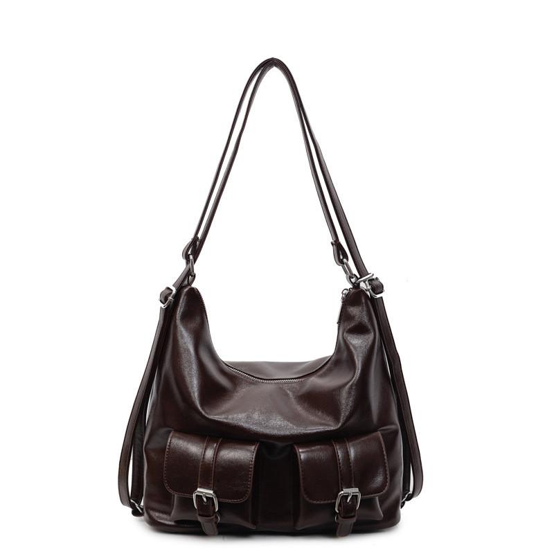 Multi Pocket Solid Color Handbag Single Shoulder Underarm Bag Backpack Fashion