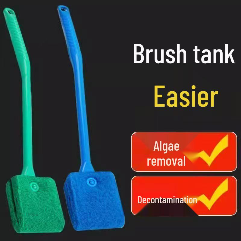 Long Handle Double-Sided Fish Tank Brush for No Dead Corner Algae Removal