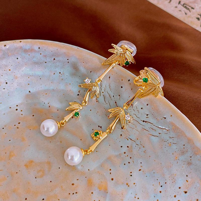 Boucles d'oreilles Guofeng Aiguille d'argent Zircon Franges Rétro Luxe Léger Haut de gamme Boucles d'oreilles Puces Niche Polyvalentes