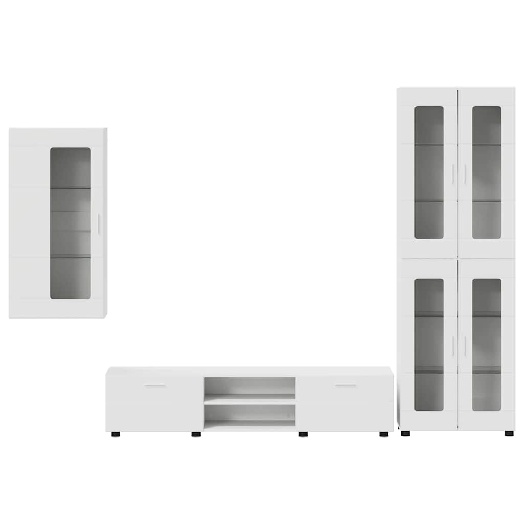 FLORIN 3 Piece TV Cabinet Set with Drawers White Particleboard