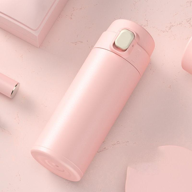 

Solid Color Insulated Cup Male and Female Students Portable Cute Cup Stainless Steel Water Cup with Handle 320ml світло-рожевий колір