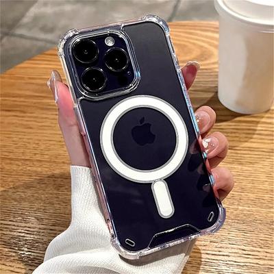 Di lusso di Ricarica Senza Fili Per Magsafe Cassa Del Telefono Magnetico Per il iPhone 14 11 12 13 Pro Max Plus Paraurti Antiurto copertura trasparente