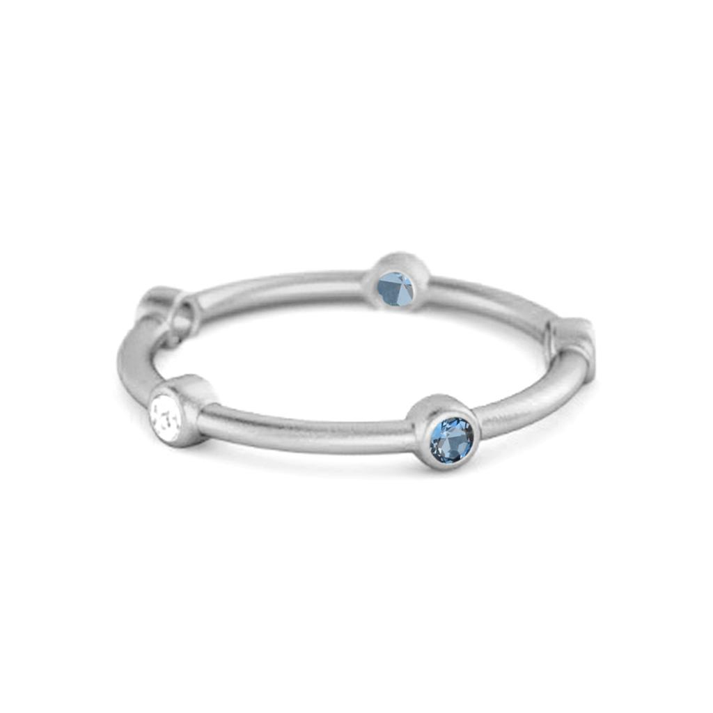 London Blue Topaz Bezel- 925Set Stacking Band Ring - 925 Sterling Silver
