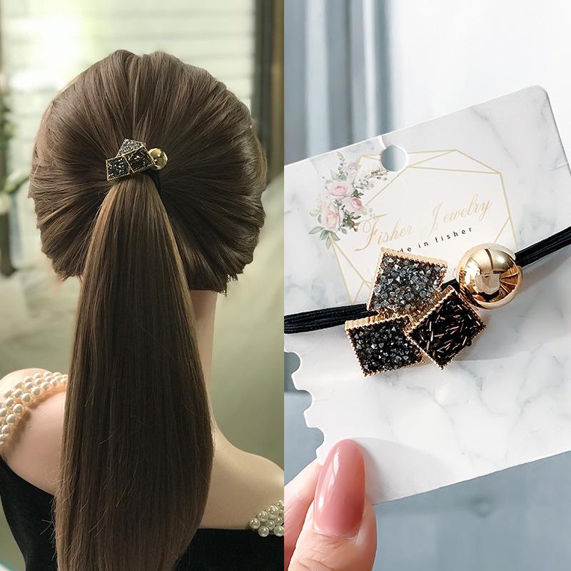 Korean Elegant Rhinestone Flower Scrunchies Women Girls Elastic Hair Rubber Bands Accessories Tie Hair Ring Rope Headwear