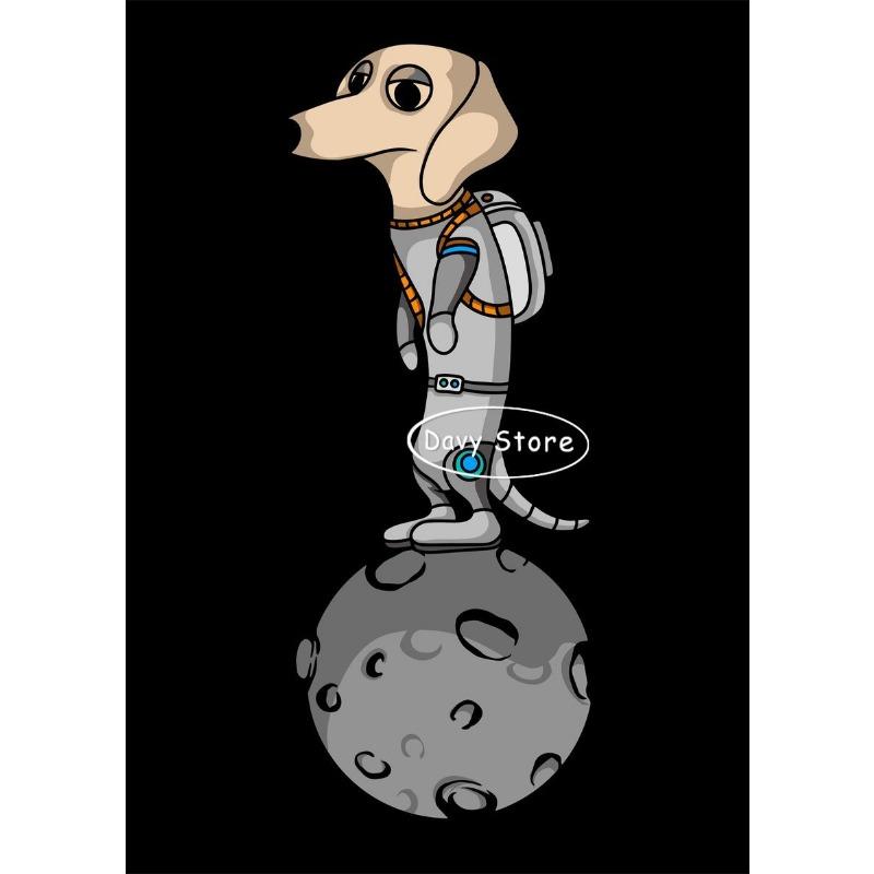 Lustiges Tier Hund Katze Astronaut Weltraum Planet Cartoon Poster und Drucke Leinwandmalerei Wandkunst Bilder für Zimmer Heimdekoration