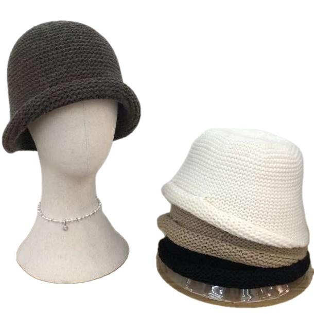 Women's Autumn and Winter Warm and Versatile Wool Knitted Hat with Rolled Edge To Show Face and Small Size.