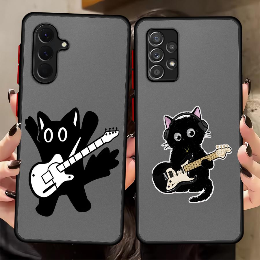 Phone Cover Case for Samsung Galaxy A16 A15 A14 A23 A73 A33 A54 A52S A72 A34 A36 A53 A35 A17 A52 A56 A55 Music Cat