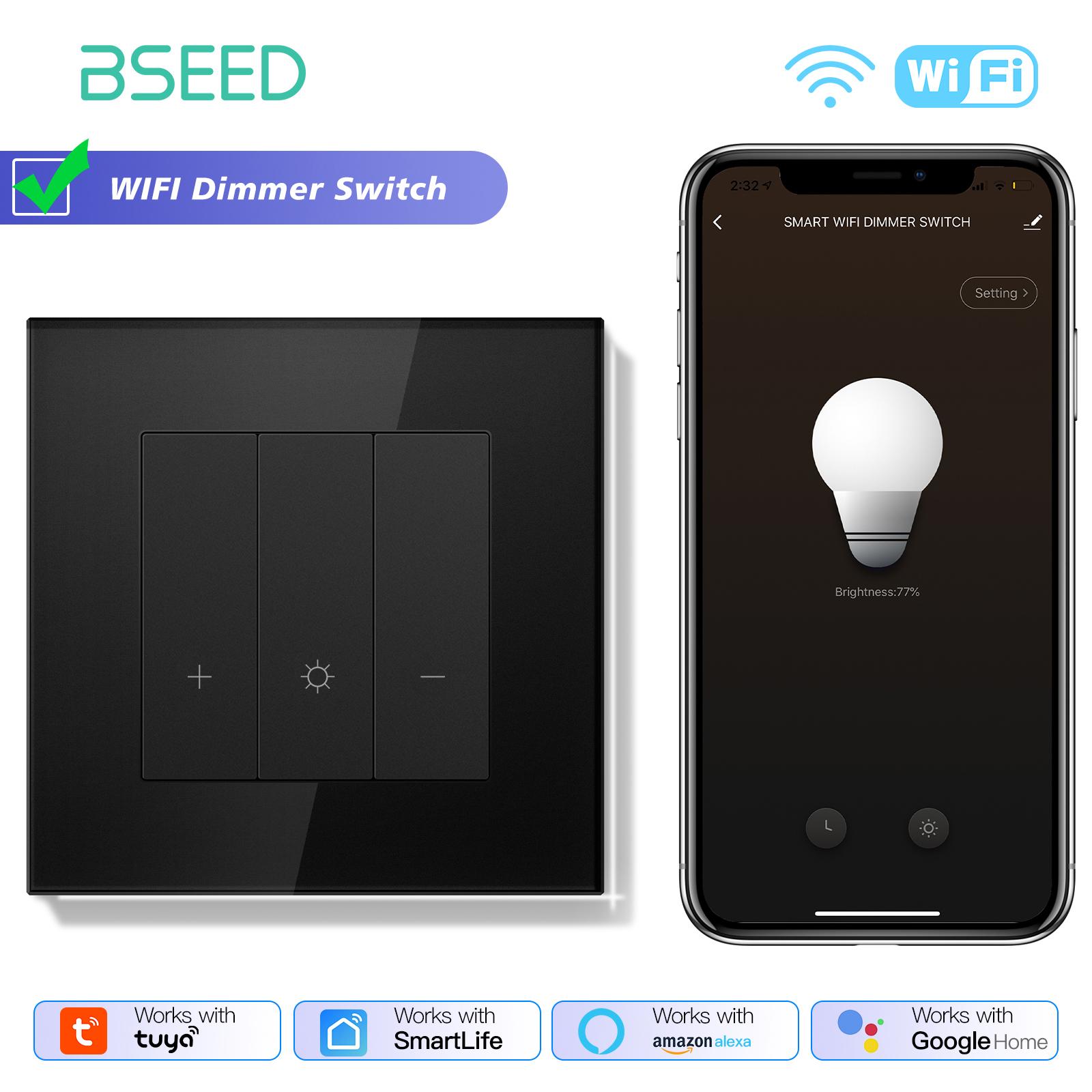 

Серия диммеров WIFI BSEED Настенные умные переключатели с кликом Желтая подсветка Стеклянная рамка Переключатель приложения Tuya Розетки ЕС с USB-C Socket no wifi&EU standard