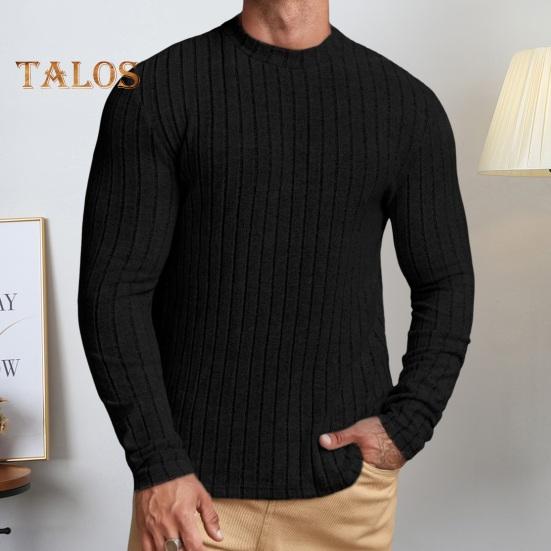 Men Sport Top Slim Fit Pure Color Round Neck Elastic Mid Length Long Sleeves Pullover Homewear Gym Running Basketball T-shirt