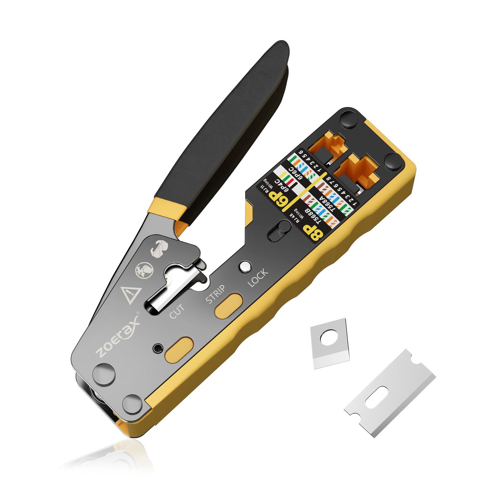ZoeRax RJ45 Network Tool Kit with CAT6 Crimper Tool,20Pcs CAT6 CAT5 Connectors and Plug Covers,Mini Wire stripper,Blades,