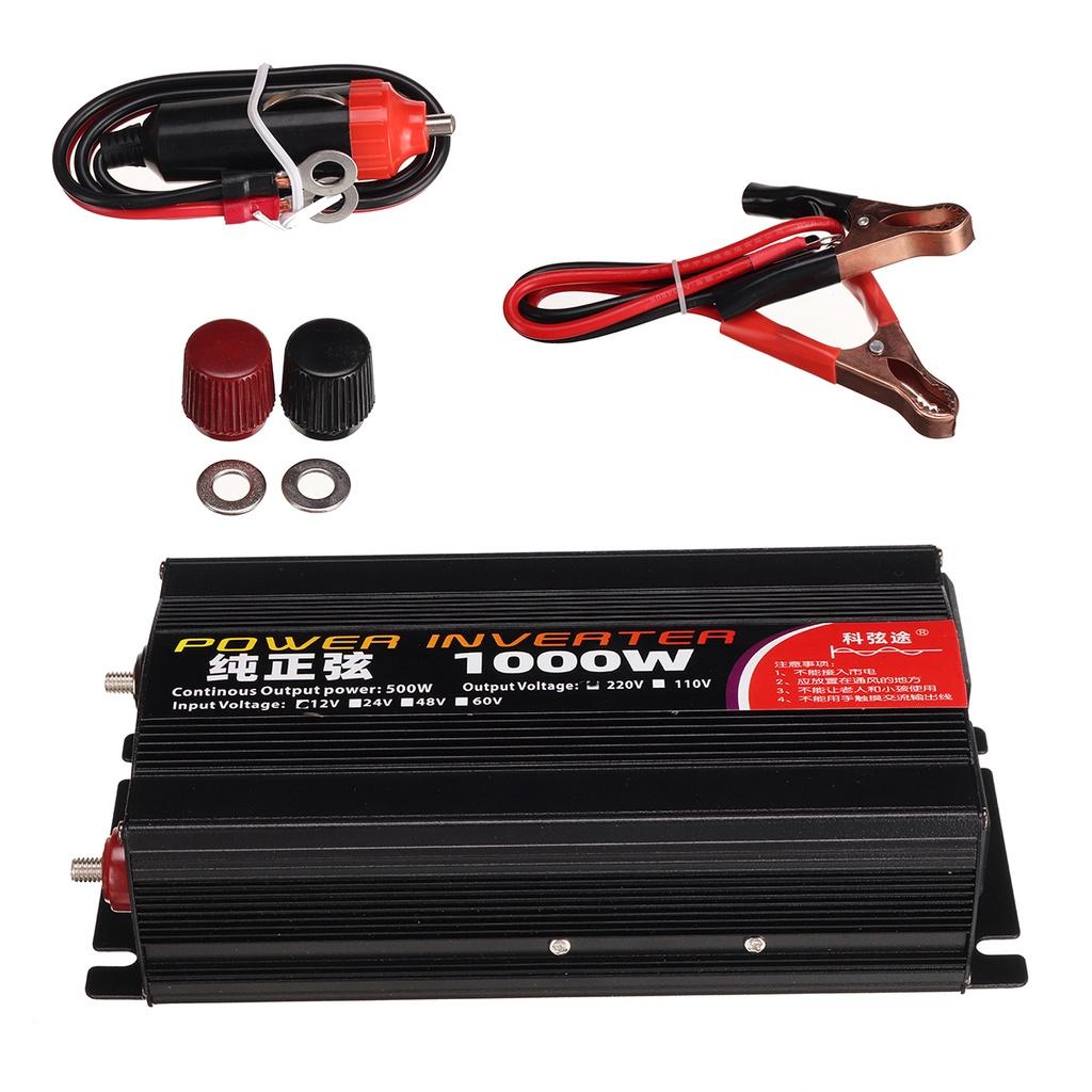 New DC 12V 24V To AC 220V 1000W Pure Sine Wave Inverter with LED Display Voltage Converter Black Power Solar Car Inverters 12V To 220V