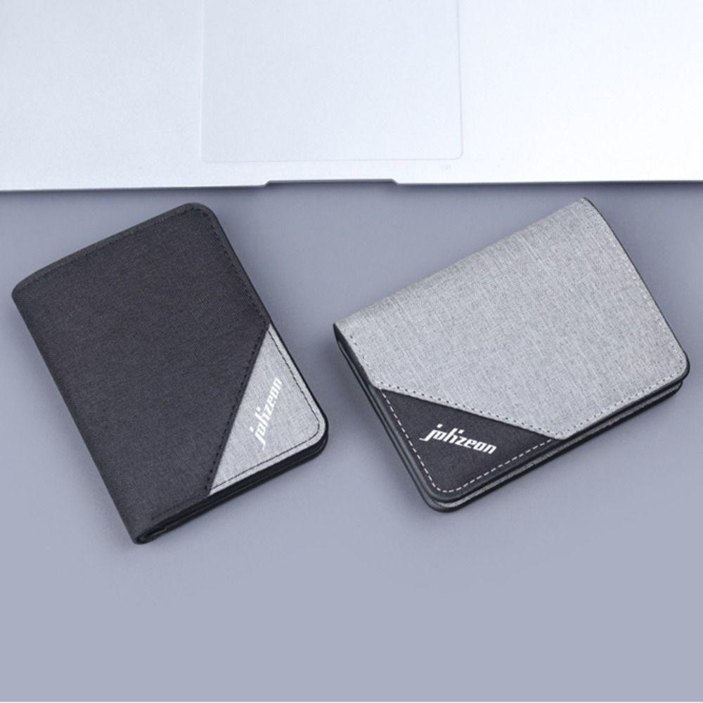 New Canvas Men's Short Wallet Two-fold Large Capacity Multiple Pockets Black Coffee Slim Money Bag Men Women