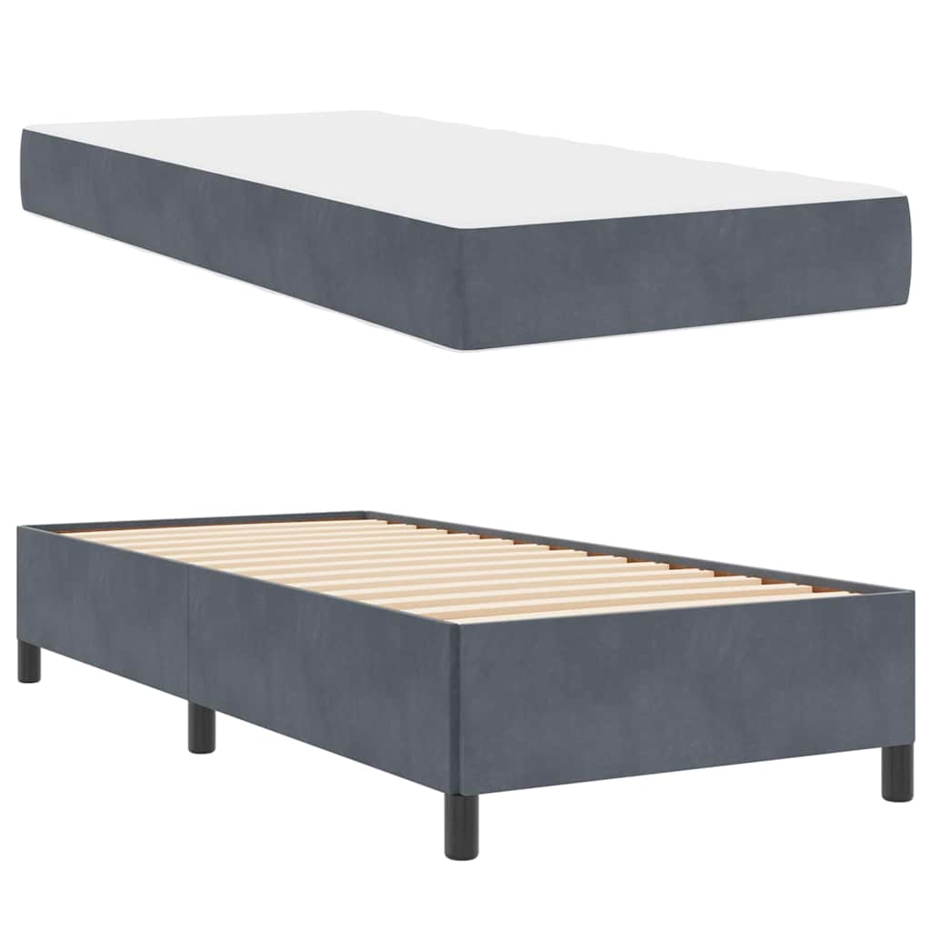Bed Frame with Mattress Dark Grey 100 x 200 cm Fabric