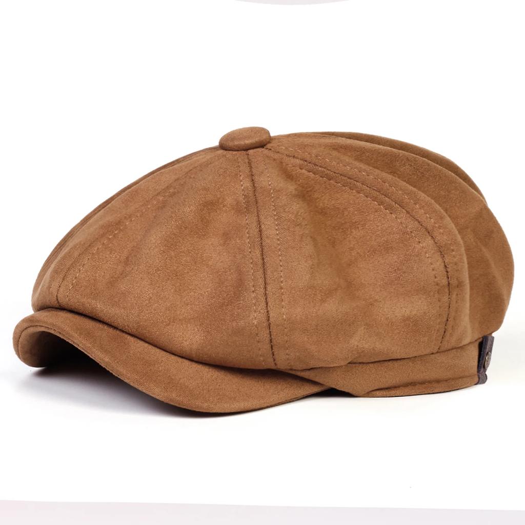 Unisex Suede Solid Color Newsboy Caps British Painters Hats Autumn Winter Berets Flat Peaked Cap Hip Hop Berets