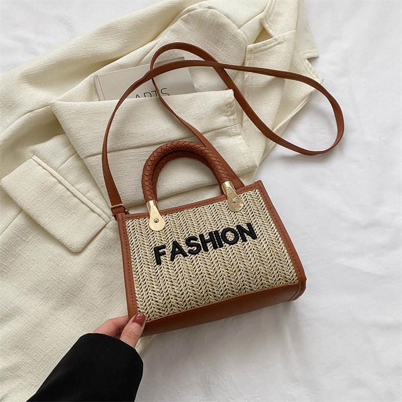 Trendy Small Woven Crossbody Bag For Women With Zipper Closure In Various Colors коричневый