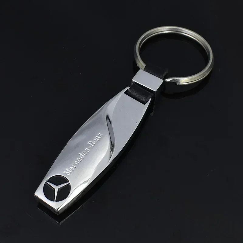 Alloy Car Keychain Holder Key Rings Pendant Decoration for Mitsubishi Mercedes Benz Emblem