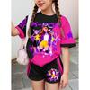 Kpop Cartoon Graphic Girls T-Shirt and Pants Set Girls' Summer Clothing Cute Short Sleeve Set Children's T-Shirt and Shorts Set