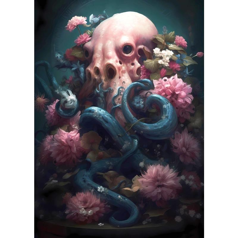 Fantasy Flower Animal Posters Prints Hummingbird Kingfisher Bird Horse Canvas Painting Wall Art Pictures Home Living Room Decor