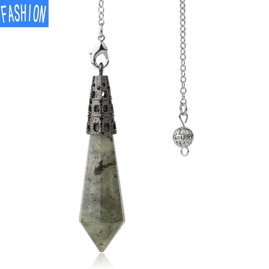 Vícebarevný přírodní krystalový kámen Lingdang přívěsek kužel pozlacený bronzem