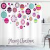 Christmas Shower Curtain,Colorful Graphic Baubles with Retro Snowflake Ornaments Celebration Hand Writing, Cloth Fabric Bathroom