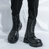 Fashion Thick soled high top men's leather shoes Fashion and minimalist styles Party OUTDOOR  Black brown autumn and winter boots