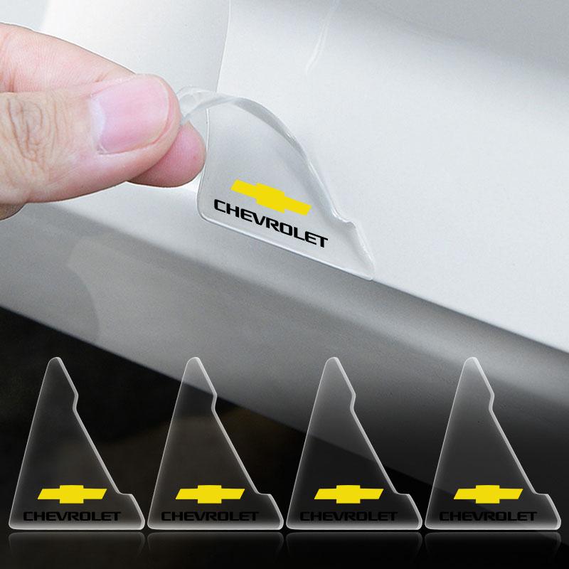 2Pcs Transparent Car Door Corner Cover Anti-Scratch Protection Sticker For Chevrolet Spark Captiva Camaro Lova Aveo Auto Rear View Mirror Sun Eyebrow