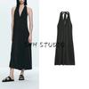 Summer New Arrival Women's Sexy Open Back Evening Dress Bowknot Decoration Halterneck Midi Skirt Dress 8039116